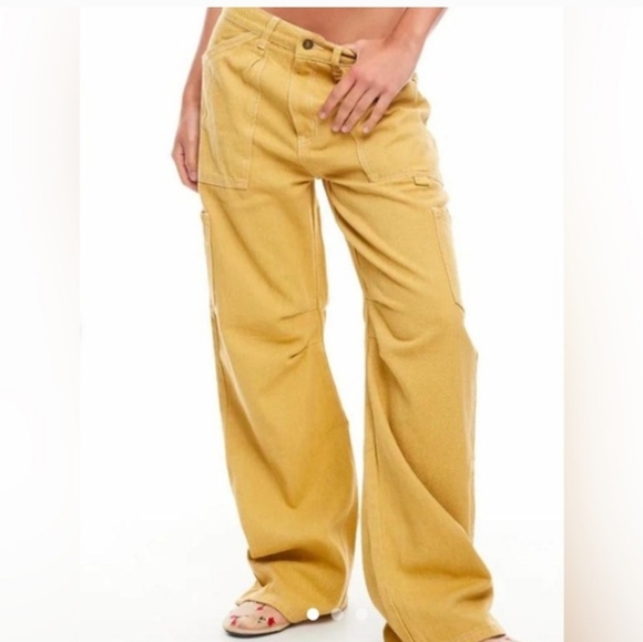 Lioness Denim - Lioness Mustard Yellow Baggy Miami Vice Cargo Jeans